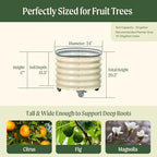 Rolling Metal Citrus Tree Planter Pot, 24″ Round Planter Box for Porch Patio & Backyard, 30 Gallon Large Planter Pot with Wheels for Growing Olive Trees Tomatoes Vegetables and Flowers, Olive Green - Image 2