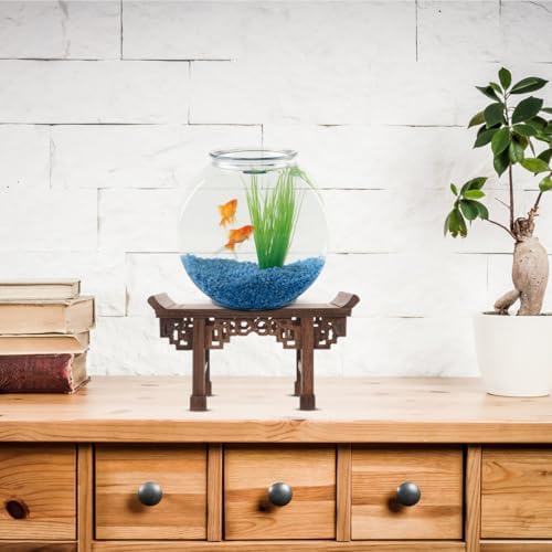 POPETPOP Wooden Display Stand Vase Base Rectangular Flowerpot Stand for Buddha Statue Home Decor Accent 9.05 X 4.84 X 3.54 in Wooden Pedestal for Shelf Table Office - Image 3