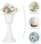 Happyyami Flower Pot Outdoor Planter Urn Flower Vase Wedding Flower Trumpet Vase Greek Column Urn Flower Pot Flower Pots for Urn Pot Decorative Urns Plastic European Style Pillar White - Image 4