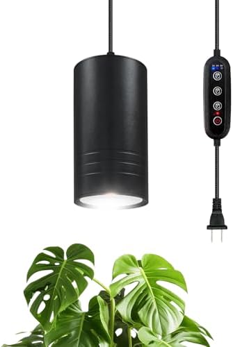 Plant Hanging Grow Light Full Spectrum Warm White Color with Timer, Plug-in Pendant Grow Lights,Large Black Luxury LED Grow Lights,Indoor Pendant lamp by JMXULONG