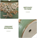 2pcs Vintage Green Ceramic Wall Mounted Planter Partial Wall Hanging Plant Holder for Succulents and Pothos Elegant Indoor Decorative Flower Pot Space Saver and Handcrafted Design - Image 3