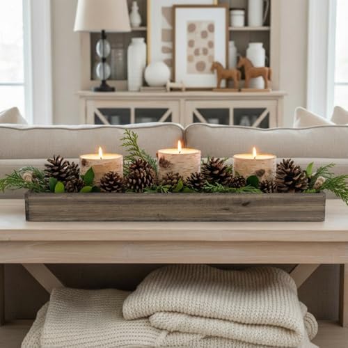 Dandat 6 Set Wood Boxes for Centerpieces 28x5 Inch Rectangle Wooden Planter Box Rustic Wooden Planters with Removable Plastic Liner Floral Foam Blocks for Christmas Wedding Home Garden Decor(Brown) - Image 5
