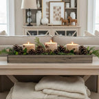 Dandat 2 Set Wood Boxes for Centerpieces 28x5 Inch Rectangle Wooden Planter Box Rustic Wooden Planters with Removable Plastic Liner Floral Foam Blocks for Christmas Wedding Home Garden Decor(Brown) - Image 5