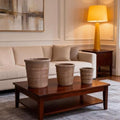 16" Ceramic Planters, Set of 3, 16 Inch, Taupe with Horizontal Rings by Noeko