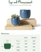 LE TAUCI Ceramic Plant Pots, 5.1 + 6.4 Inch, Set of 2, Reactive Glaze Blue - Image 5