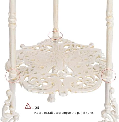 Sungmor Vintage Cast Iron 2-Tier Plant Stand, 24 Inch Tall Antique White - Image 6