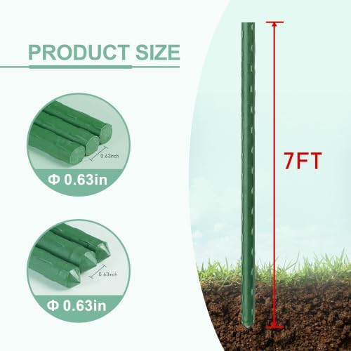 Garden Stakes 7FT, Plastic Coated Steel Plant Stakes Specifically Designed for Climbing Plants, Ideal for Tomatoes, Beans, Cucumbers, Peppers, Vines, and More Plant Growth - Image 2