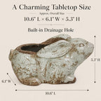 Vintage Terracotta Bunny Planter, Rustic Rabbit Figurine Home Garden Decor - Image 3