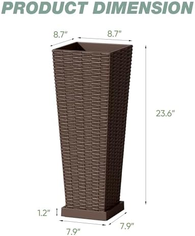 Flamaker 23" Tall Plastic Planters with Drainage Holes Front Porch Set of 2 - Image 2