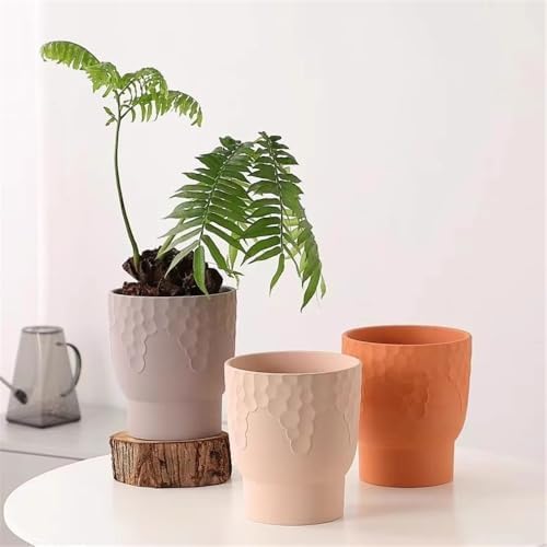 Planter Round Terra Cotta Flower Pot, with Honeycomb Pattern Planter, for Decorate Balcony Living Room Bedroom Kitchen Garden (2 Sizes) Garden(Large) - Image 5