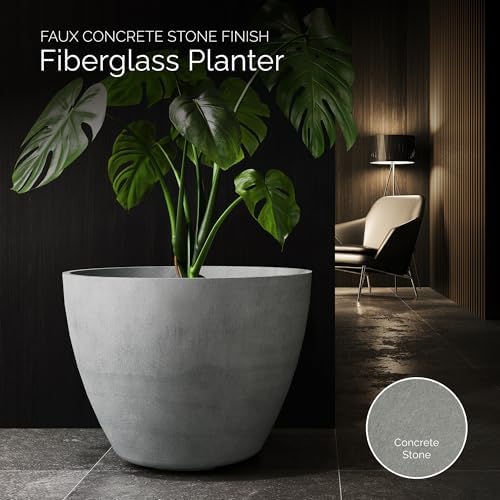 Lupo Tapered Indoor/Outdoor Planter, 20x15in Concrete Stone - Image 3