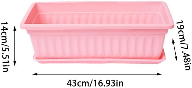 Window Box Planter for Outdoor & Indoor, Rectangular Flower Pot with Drainage Hole and Tray, Decorative Garden Planter Box for Windowsill Balcony Railing Garden and Patio (Multicolors, 3pc) - Image 6