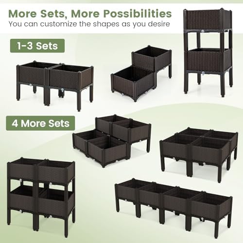 S AFSTAR Raised Garden Bed with Removable Legs & Brackets, 6 Pack Elevated Garden Planter Kits for Flowers Fruits Vegetables, Multiple Combination Planting Box Container for Garden Patio Balcony - Image 3