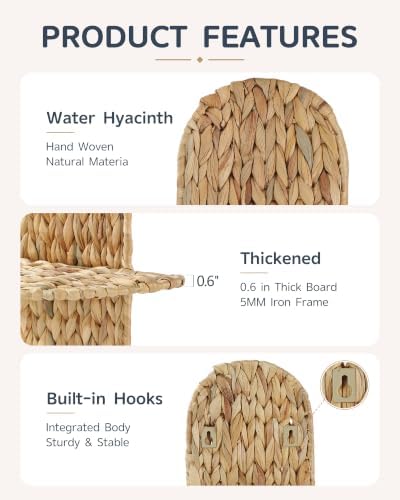 Couesy Set of 2 Wicker Wall Plant Holder, Rattan Wall Shlef Boho Room Decor - Image 4