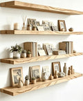 YYWUOJJ Wood Floating Shelves for Wall Decor, Rustic Wall Shelves for Bedroom Bathroom Kitchen Living Room, Set of 4 Light Walnut 24 Inch by YYWUOJJ