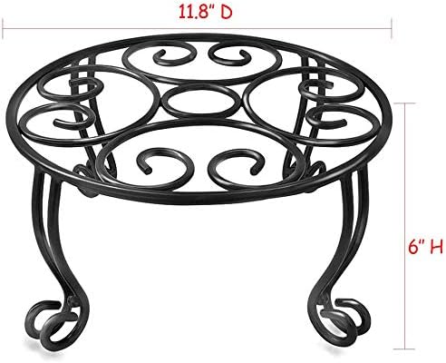 Metal Outdoor Plant Stand 11.8IN Diameter Heavy Duty Plant Pot Stands for Indoor Round Flower Pot Support Rack Set of 2,Black - Image 6