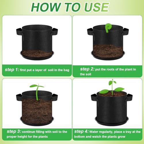 Funnymoom 24 Sets 1 Gallon Grow Bag with Plant Saucers for Indoor Outdoor - Image 4