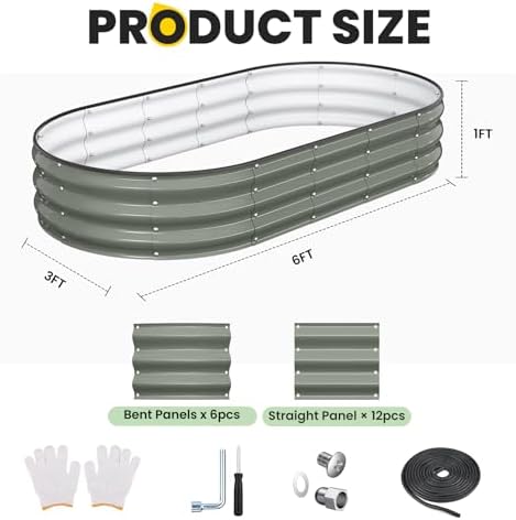 Pattiumo Galvanized Raised Garden Bed 6x3x1 FT, Oval Metal Raised Garden Bed Outdoor Planter Box with Open Bottom, Rust-Resistant Steel Garden Bed for Vegetables Herbs Flowers, Easy Assembly - Image 3