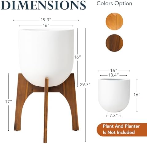 KUTE NEST 17" H x 19.3" W Acacia Solid Wood Plant Stand - Walnut - Image 5