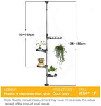 BAOYOUNI Plant Stand Tension Rod, 3 Trays+1 Arm Adjustable Grey - Image 2