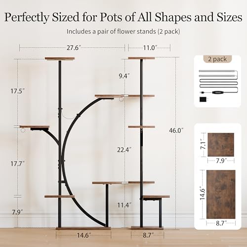 Plant Stand with Grow Lights for Indoor Plants, 47'' 2 Pack 6-Tier Corner - Image 6