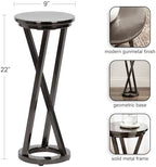 Kate and Laurel Aja Modern Metal Round Drink Table, 9 x 9 x 22, Gray Gunmetal, Decorative Geometric Pedestal Table with Circular Tabletop for Use as Metal Indoor Plant Stand - Image 3