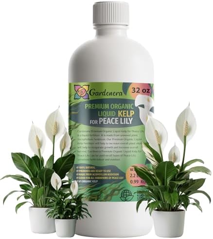 GARDENERA Premium Organic Seaweed & Kelp Superfood for Peace Lily Plants - 32 oz - Liquid Kelp Fertilizer Concentrate (Makes 180 Gallons) by Gardenera