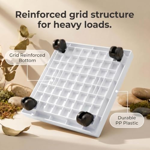 15.3 Inch Square Rolling Plant Caddy Saucer with Wheels, Heavy Duty Wheeled Planter Stand for Potted Plant, Coaster Roller Base Tray with Casters, Flower Pot Dolly Holder for Indoor Outdoor - Image 5