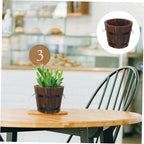 4pcs Planter Pot with Drainage Rustic Whiskey Barrel Flower Pots for Indoor and Outdoor Gardening for Succulents Cacti and Flowers - Image 2