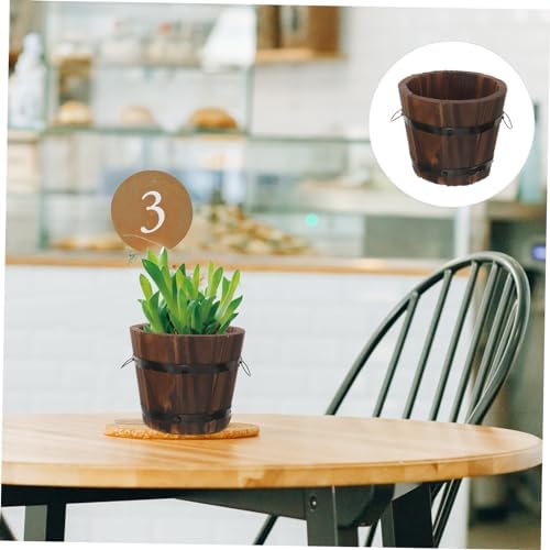 4pcs Planter Pot with Drainage Rustic Whiskey Barrel Flower Pots for Indoor and Outdoor Gardening for Succulents Cacti and Flowers - Image 2