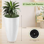 2PCS 21in Tall Planter for Outdoor Plants Large Flower Pots White - Image 3