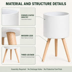 2 Pack Plant Stand Indoor Metal Planter Holder Wooden Leg Modern White - Image 7