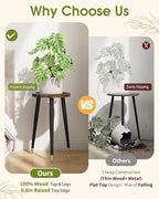 Plant Stand Indoor 2 Pack, Wood Mid Century Indoor Plant Stand, Tall Plant Stands for Flower Pot, Modern Plant Table, Small Side End Table With Raised Design, Walnut, 11.7"x18.8" & 11.7"x13" - Image 4