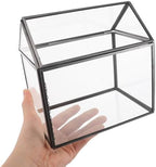 Toyvian Glass Geometric Terrarium Planter House Shape Indoor Greenhouse Tabletop Display Box with Black Frame for Succulent Air Plant Home Garden Decoration - Image 3