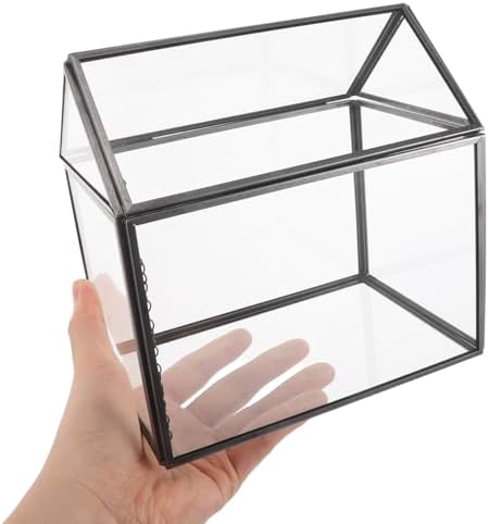 Toyvian Glass Geometric Terrarium Planter House Shape Indoor Greenhouse Tabletop Display Box with Black Frame for Succulent Air Plant Home Garden Decoration - Image 3