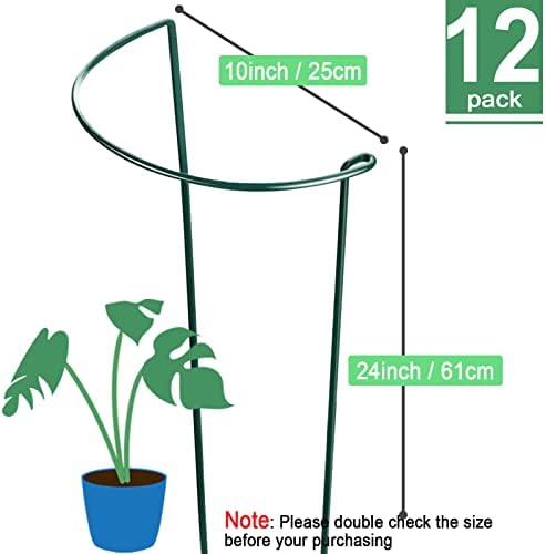HiGift 12 Pack 10" W x 24" H Plant Stakes for Indoor Plants, Metal Garden Peony Support Cages, Outdoor Plant Supports Ring Prop, Large Plant Stake for Hydrangea,Rose,Flower,Vine,Potted Plants - Image 2