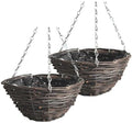 2 Pcs Handmade Rattan Hanging Flowerpot Planter Baskets for Indoor Plants Macrame Plant Hanger Style for Home and Balcony Decoration by Yardenfun