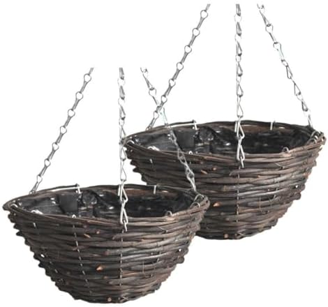 2 Pcs Handmade Rattan Hanging Flowerpot Planter Baskets for Indoor Plants Macrame Plant Hanger Style for Home and Balcony Decoration by Yardenfun