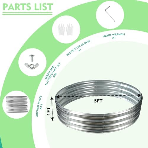 12 Inch Tall 60 Inch Diameter Round Silver Raised Garden Bed Kits Outdoor - Image 2