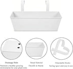 3 Pcs Large Hanging Flower Pots for Railing or Fence 16 Inch Railing Planter Box for Any Balcony Porch or Deck Countryside Style Window Planter Boxes Are Perfect to Herbs & Flowers (White-5pcs) - Image 5