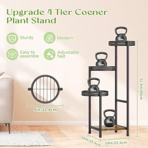 Oppro Plant Stand Indoor Outdoor, 4 Tier Metal Flower Pot Shelf Holder Clearance, Tall Corner Rack for Multiple Plants, Modern Organizer Display for Patio Orchid Office Porch Living Room Garden, Black - Image 2
