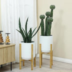 LuxenHome PSet of 2 White Planter with Gold Metal Stand - Image 7
