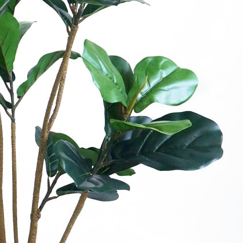 Artificial Tree in Geometric Pattern Planter, Fake Ficus Lyrata Silk Tree for Indoor and Outdoor Home Decoration - 66" Overall Tall (Plant Pot Plus Tree) - Image 4