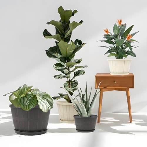 Quarut 4 Pack 14 Inch Large Plastic-Flower-Pots-for-Indoor-Outdoor-Plants - Image 5