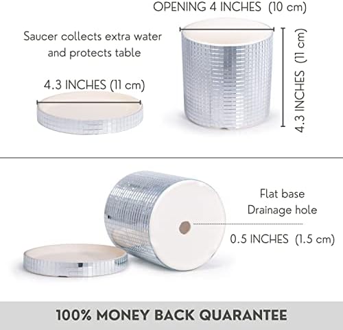 SCANDINORDICA Disco Ball Planter Pot, 4.3-inch Silver Ceramic - Image 4