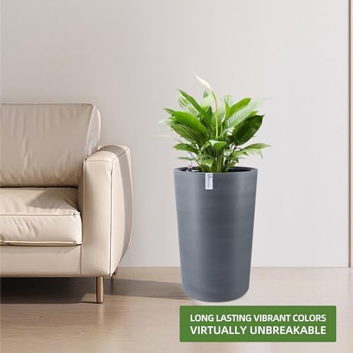 Dexceder 16x12 Self Watering Tall Planter (Gray, Wire Drawing) - Image 6