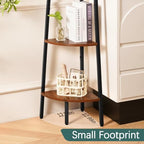 Yoobure 4-Tier Corner Shelf Stand- 54" Tall Corner Bookshelf with Metal Frame, Industrial Ladder Corner Shelves Display Shelf for Bedroom Living Room, Corner Bookcase Corner Plant Stand for Balcony - Image 4