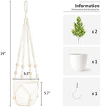 Mkono Set of 2 Fake Hanging Plant with Pot, Hanging Plants Artificial Decor Macrame Plant Hanger with Different Artificial Plants - Image 7