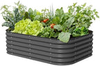Vego garden Aluzinc Raised Garden Bed Kits, 17" Tall 6 in 1 Modular Metal Raised Planter Bed for Vegetables Flowers Patio Ground Planter Box-Modern Gray by Unknown