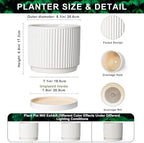 8 Inch Pots for Plants, Ceramic Plant Pots with Saucer, White - Image 2